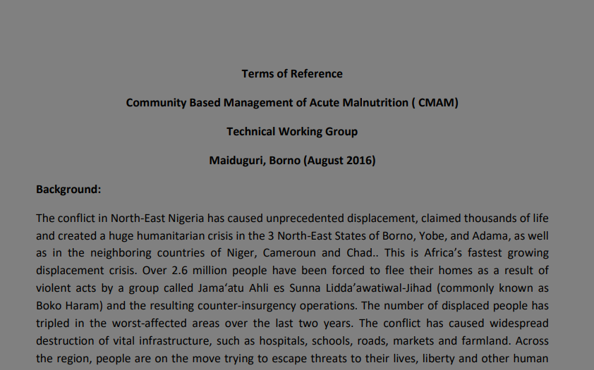 TOR CMAM Nigeria Technical Working Group