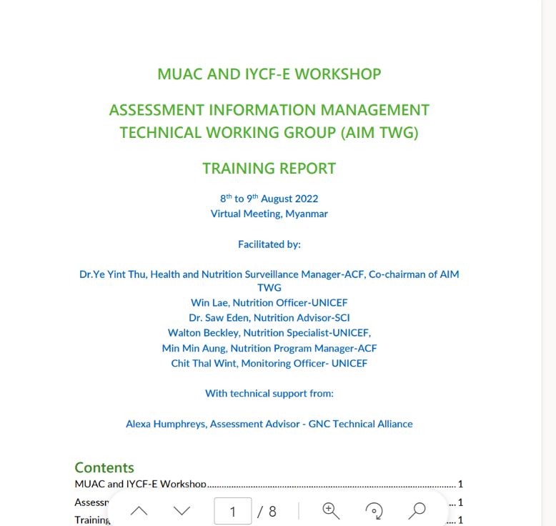 Myanmar MUAC and IYCF-E Training report