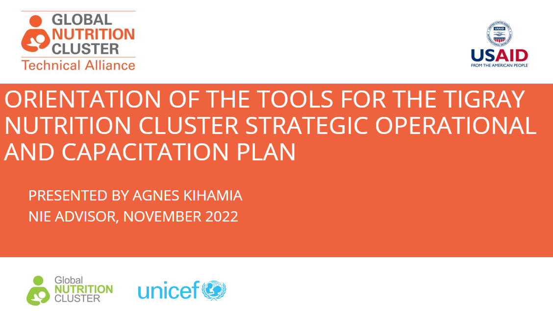 Orientation on tools for Tigray Nutrition Response and Capacitation Plan 