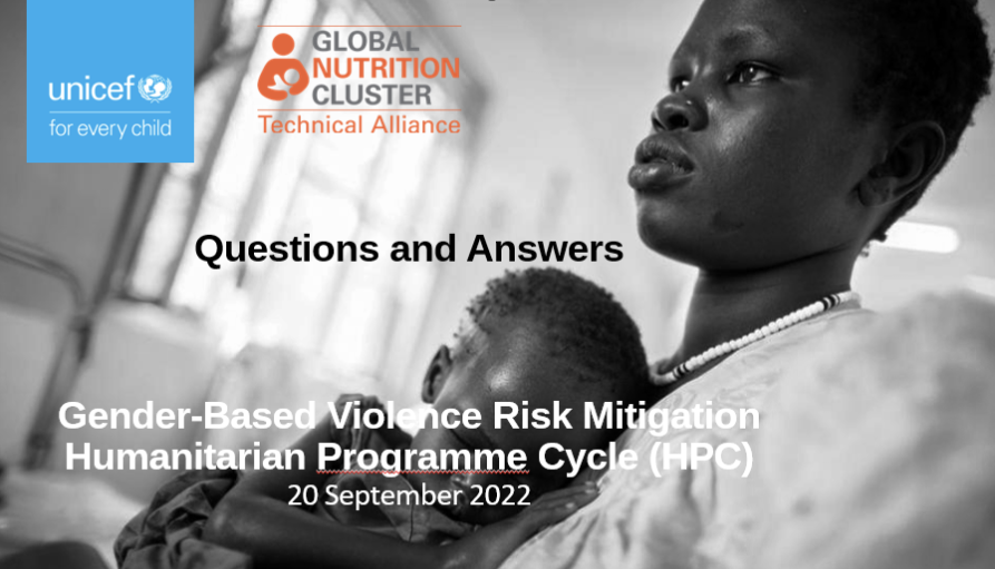 GBV Risk Mitigation in Nutrition and Inclusion in the HRP